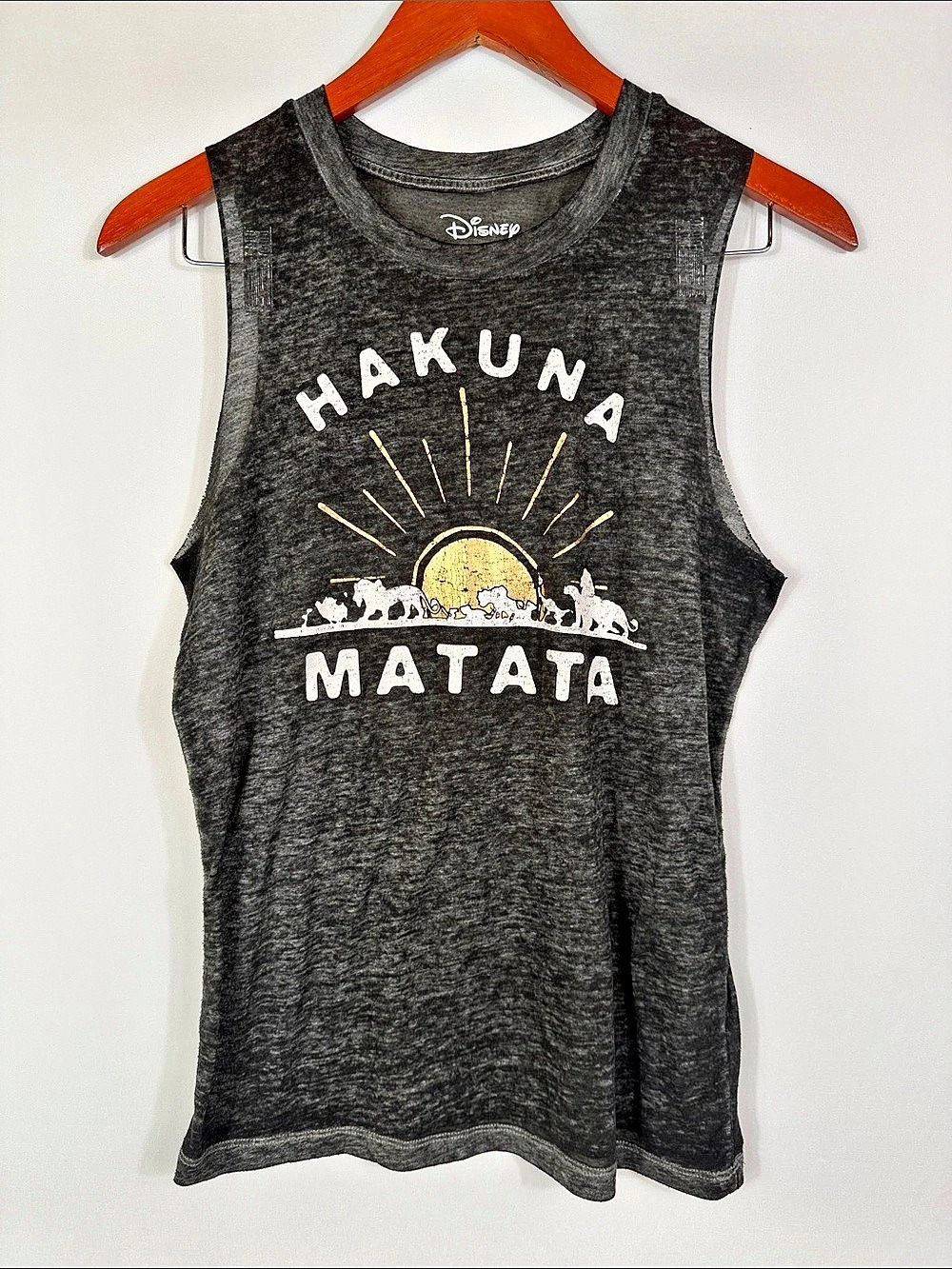Disney The Lion King Hakuna Matata Burnout Tank Top Gray. Womens Size S